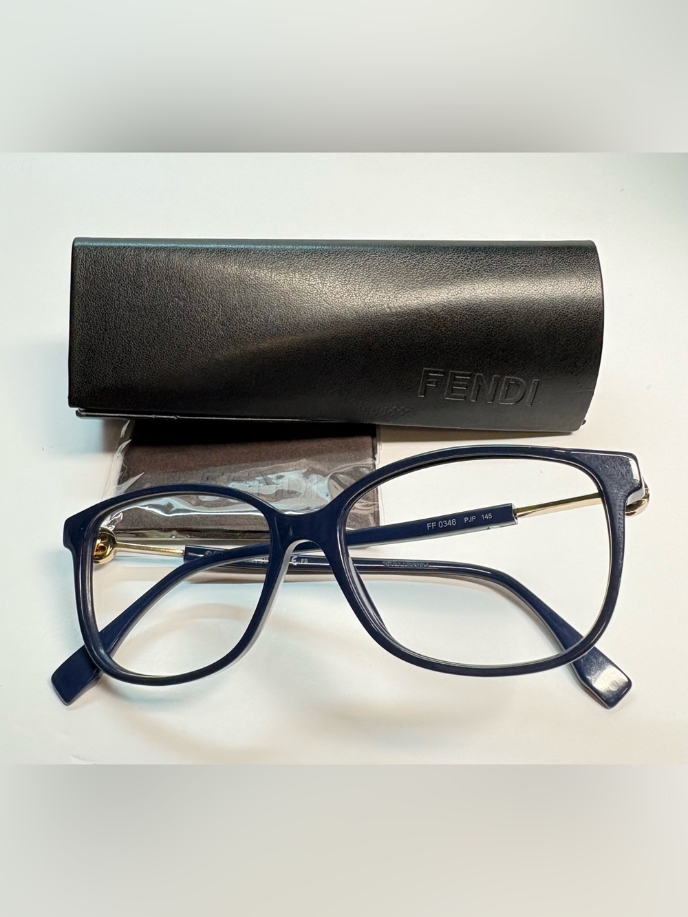 Used Fendi Women's Navy Blue Rectangle Optical Glasses